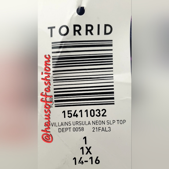 TORRID Ursula Neon Disney Villains Sleep Top! - Picture 8 of 10